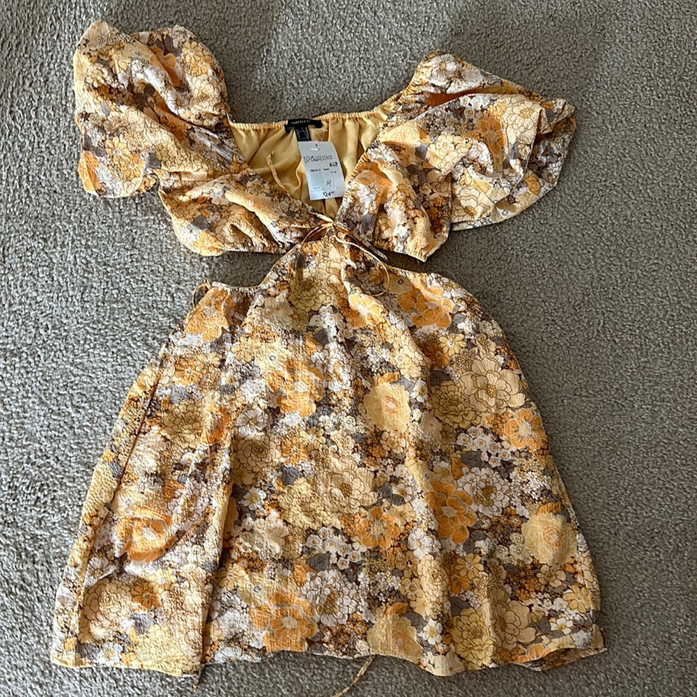 Forever 21 Yellow Floral Dress, NWT